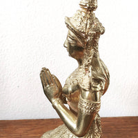 Vintage Solid Thai Hand Etched Detailed Brass Statue