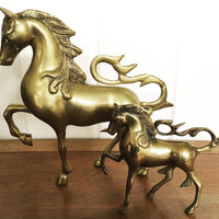 Vintage set of Brass Horses with Embellished Features