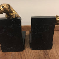 Art Deco Jaguire Book Ends solid brass with Marble Base 1929