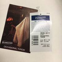 Vintage Pendleton Woolen Mills Woven Wool Blanket Throw - in Cream/White