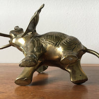 Vintage Semi-Solid Large Brass Elephant - Made in Malaysia