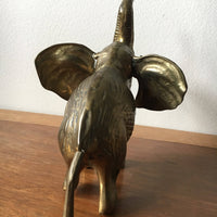 Vintage Semi-Solid Large Brass Elephant - Made in Malaysia