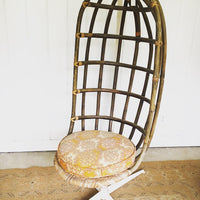 Mid-Century Woven Hanging Nest Chair with Original Metal Base