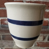 Roseville Ohio Stoneware Crock 1 Quart with Two Blue Stripe Dish