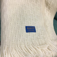 Vintage Pendleton Woolen Mills Woven Wool Blanket Throw - in Cream/White