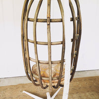 Mid-Century Woven Hanging Nest Chair with Original Metal Base