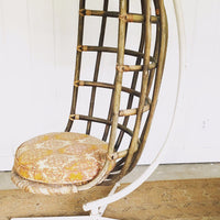 Mid-Century Woven Hanging Nest Chair with Original Metal Base