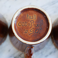 Set of 3 - Vintage 1960's Espresso Brown Cups with Square Handles