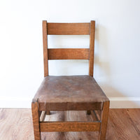 Antique Childrens Mission Chair with Leather Seat