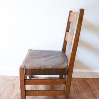 Antique Childrens Mission Chair with Leather Seat