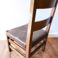 Antique Childrens Mission Chair with Leather Seat