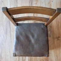 Antique Childrens Mission Chair with Leather Seat