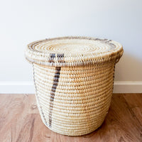Woven Tribal African Basket with Lid - Large