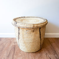 Woven Tribal African Basket with Lid - Large