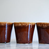 Set of 3 - Vintage 1960's Espresso Brown Cups with Square Handles