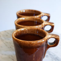 Set of 3 - Vintage 1960's Espresso Brown Cups with Square Handles