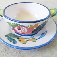 Vintage Italian Ceramic Floral Cup and Saucer - Made in Italy