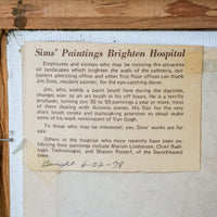 James Sims Arizona Desert Landscape Painting with Original Rustic Wood Frame