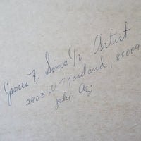 James Sims Arizona Desert Landscape Painting with Original Rustic Wood Frame