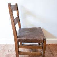 Antique Childrens Mission Chair with Leather Seat