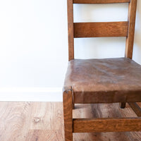 Antique Childrens Mission Chair with Leather Seat