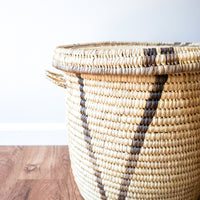 Vintage Woven Tribal African Basket with Lid - Large