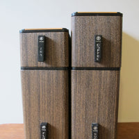 Midcentury Faux Wood Stack-able Canister Set with Copper Flashed Lids