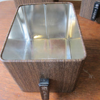 Midcentury Faux Wood Stack-able Canister Set with Copper Flashed Lids