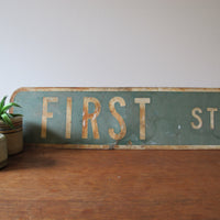 Vintage Distressed First Street Road Sign