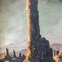 James Sims Arizona Desert Landscape Painting with Original Rustic Wood Frame