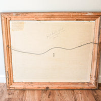 Rare Large Vintage Desert Landscape Painting with Original Rustic Wood Frame by James Sims Arizona