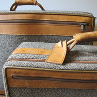 2 Vintage Hartmann Gray Suitcases with Leather Accents (SOLD SEPERATELY)
