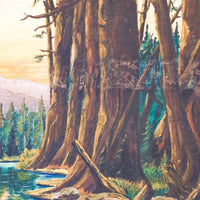 Sunset Lake Landscape Painting with Wood Frame