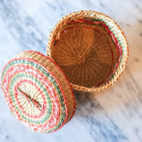 Colorful Mini Woven Hexagon Basket with Original Lid