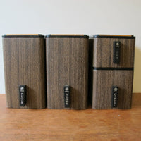 Midcentury Stackable Canister Set with Copper Flashed Lids made of Faux Wood