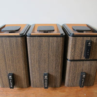 Midcentury Faux Wood Stack-able Canister Set with Copper Flashed Lids