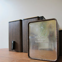 Midcentury Faux Wood Stack-able Canister Set with Copper Flashed Lids