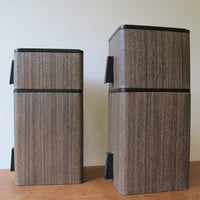 Midcentury Faux Wood Stack-able Canister Set with Copper Flashed Lids