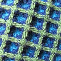 Vintage Pendleton Woolen Mills Woven Wool Double Sided Blanket/Throw - in Lime Green, Navy and Light Blue