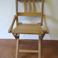 Modern Vintage Wood Folding Slat Chair - Made in Poland
