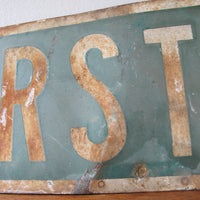 Vintage Distressed First Street Road Sign