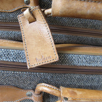 2 Vintage Hartmann Gray Suitcases with Leather Accents (SOLD SEPERATELY)