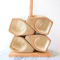 Padilla Ceramic Mug Set With Wood Stacking Rack