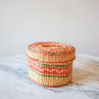 Colorful Mini Woven Hexagon Basket with Original Lid