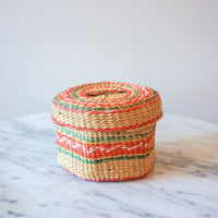 Colorful Mini Woven Hexagon Basket with Original Lid