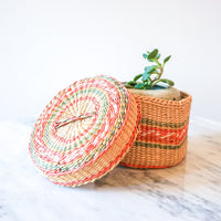 Colorful Mini Woven Hexagon Basket with Original Lid