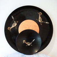 Couroc Road Runner Hand-Made Cheese Board Serving Tray with Beautiful Built-In Wood Cutting Surface and Side Serve Plate