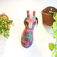 Large Vintage Faux Mixed Media Textile Giraffe Head Mount