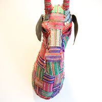 Large Vintage Faux Mixed Media Textile Giraffe Head Mount