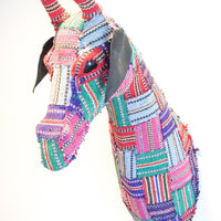 Large Vintage Faux Mixed Media Textile Giraffe Head Mount